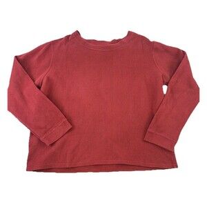Orvis Pullover Sweatshirt Ribbed Cotton Sweater Red Pink Boatneck Womens Large